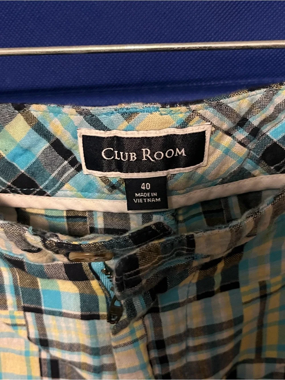 Club Room Plaid Aqua, Black & White Cargo Shorts Size 40